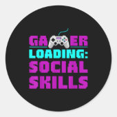 Sarcastic Gamer Loading Social Skills Funny Video  Runder Aufkleber (Vorderseite)