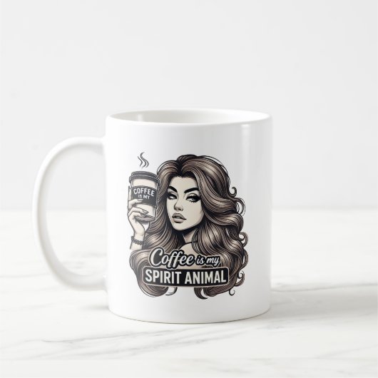 Sarcastic Girl Rolling Eyes with Cup Kaffeetasse (Links)