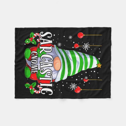 Sarcastic Gnome Christmas Pajamas Matching Family Fleecedecke (Vorderseite (Horizontal))