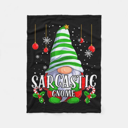 Sarcastic Gnome Christmas Pajamas Matching Family Fleecedecke (Vorderseite)