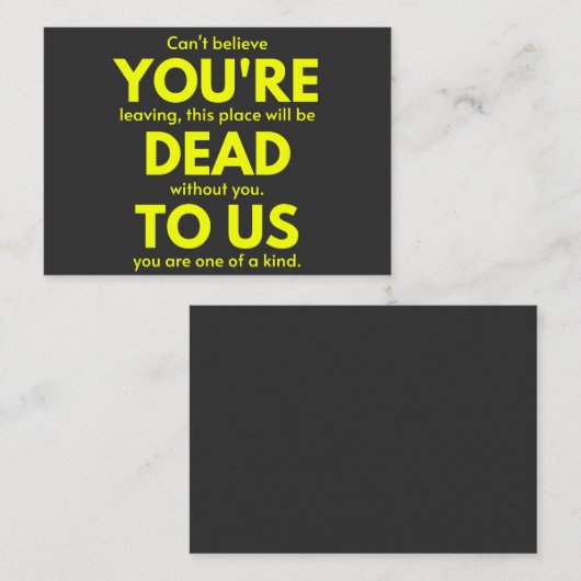 Sarcastic Goodbye , You are Dead to Us, Coworker Visitenkarte (Vorne/Hinten)