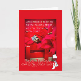 Sarcastic Holiday Stress und WEIN Weihnachtsangebo Karte