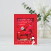 Sarcastic Holiday Stress und WEIN Weihnachtsangebo Postkarte (Stehend Vorderseite)