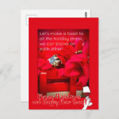 Sarcastic Holiday Stress und WEIN Weihnachtsangebo Postkarte (Vorne/Hinten)