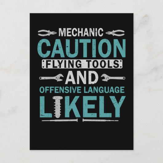 Sarcastic Mechanic Funny Garage Workshop Mann Postkarte (Vorderseite)