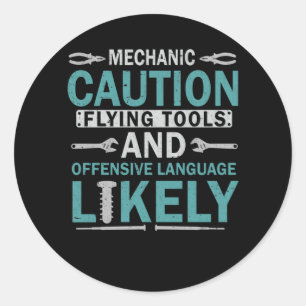 Sarcastic Mechanic Funny Garage Workshop Mann Runder Aufkleber