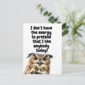Sarcastic Owl komisches Zitat Postkarte (Stehend Vorderseite)