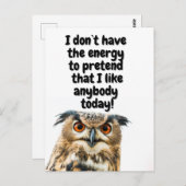 Sarcastic Owl komisches Zitat Postkarte (Vorne/Hinten)