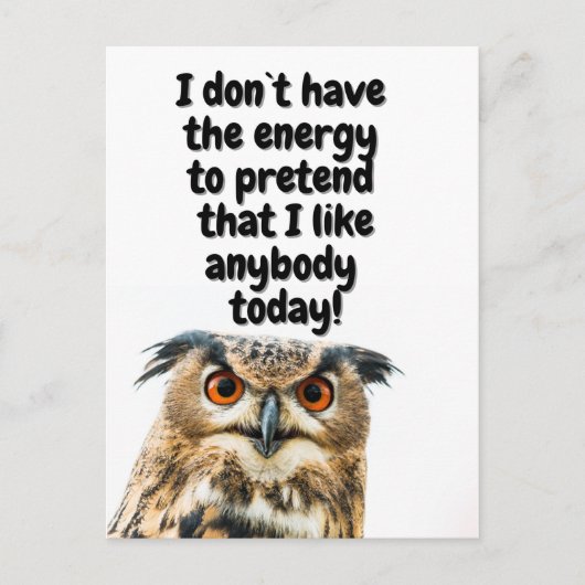 Sarcastic Owl komisches Zitat Postkarte (Vorderseite)