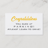 Sarcastic Parking Trophy Visitenkarte (Rückseite)