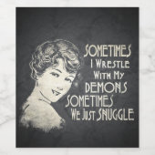 Sarcastic Phrase Womens Meme Manchmal kämpfe ich Weinetikett (Einzelnes Label)