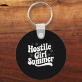 Sarcastic Quote Retro Saying Hostile Girl Summer B Schlüsselanhänger (Vorderseite)