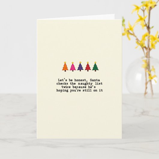 Sarcastic Santa Naughty List Funny Christmas Card Karte (Gelbe Blume)