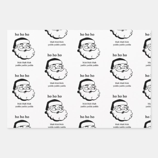 Sarcastic Santa Wrapping Paper Schwarz-Weiß Geschenkpapier Set (Vorderseite 2)