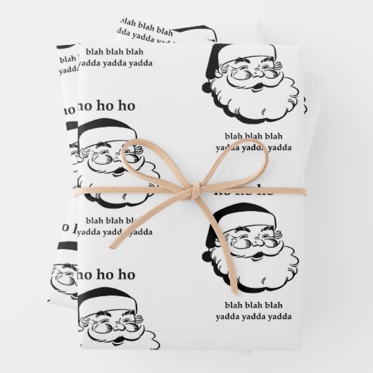 Sarcastic Santa Wrapping Paper Schwarz-Weiß Geschenkpapier Set (Beispiel)
