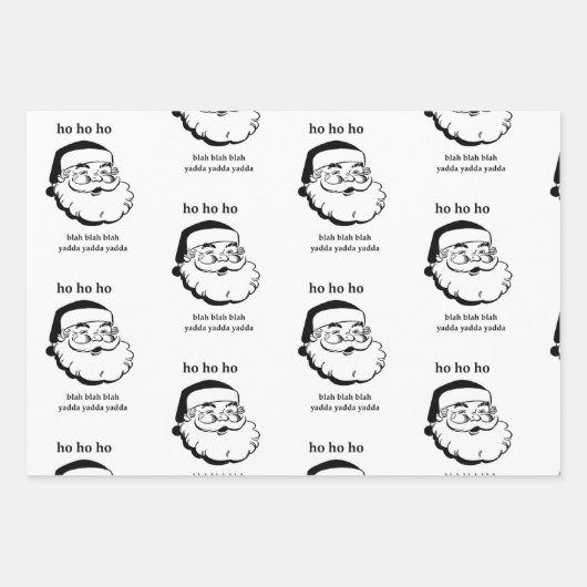 Sarcastic Santa Wrapping Paper Schwarz-Weiß Geschenkpapier Set (Vorderseite)