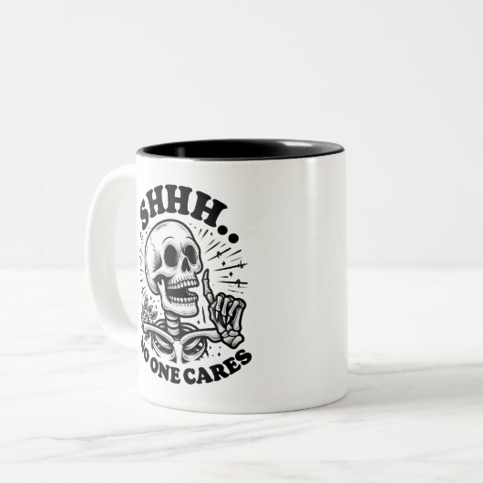 Sarcastic Skeleton Funny Coffee Zweifarbige Tasse (Vorderseite Links)