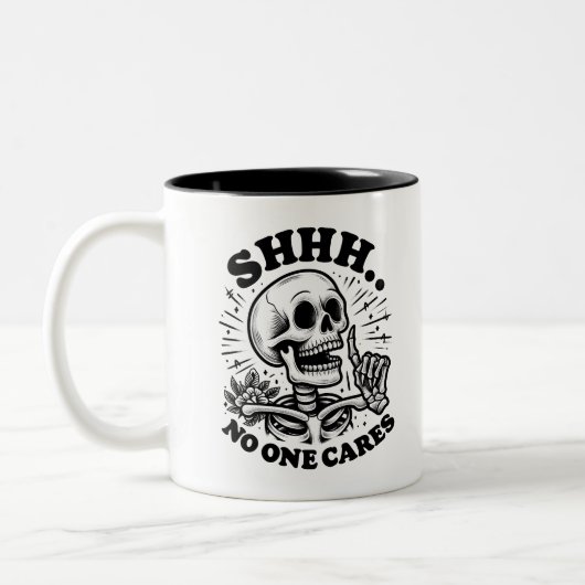 Sarcastic Skeleton Funny Coffee Zweifarbige Tasse (Links)