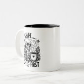 Sarcastic Skeleton Funny Coffee Zweifarbige Tasse (Vorderseite Links)
