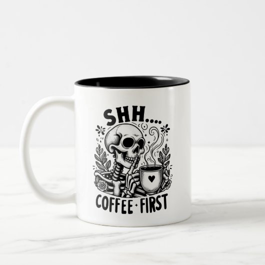 Sarcastic Skeleton Funny Coffee Zweifarbige Tasse (Links)