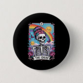 Sarcastic Skeleton The Idgaf Funny Tarot Card Goth Button (Vorderseite)