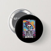 Sarcastic Skeleton The Idgaf Funny Tarot Card Goth Button (Vorne & Hinten)