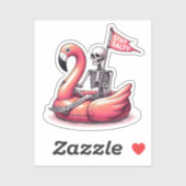 Sarcastic Skeleton über Flamingo - Bleibe Salty Aufkleber (Blatt)