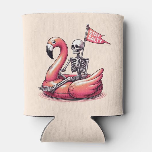 Sarcastic Skeleton über Flamingo - Bleibe Salty Dosenkühler (Rückseite)