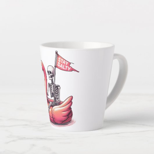 Sarcastic Skeleton über Flamingo - Bleibe Salty Milchtasse (Rechte Ecke)