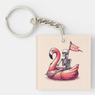 Sarcastic Skeleton über Flamingo - Bleibe Salty Schlüsselanhänger