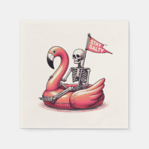 Sarcastic Skeleton über Flamingo - Bleibe Salty Serviette
