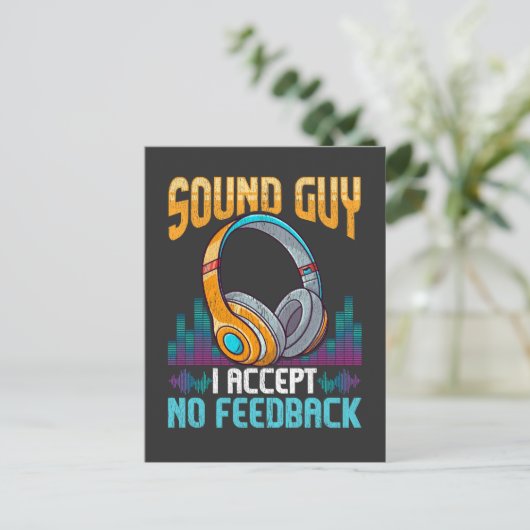 Sarcastic Sound Guy Headphones DJ Sound Engineer Postkarte (Stehend Vorderseite)