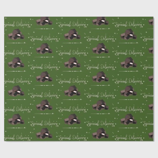 Sarcastic Special Delivery Script Coal Lumps Green Geschenkpapier (Flach)