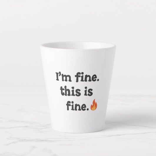 Sarcastic "This is Fine" Meme with Fire Emoji Milchtasse (Vorderseite)