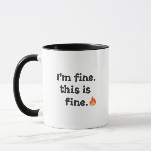 Sarcastic "This is Fine" Meme with Fire Emoji Tasse (Links)