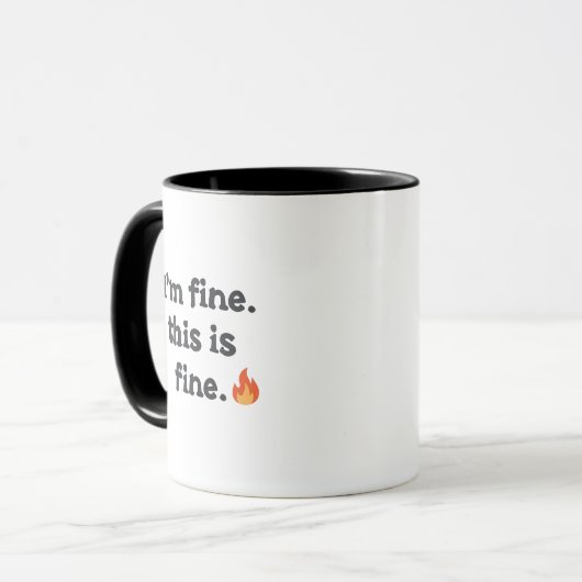 Sarcastic "This is Fine" Meme with Fire Emoji Tasse (Vorderseite Links)