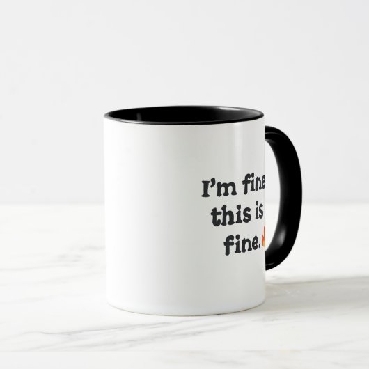Sarcastic "This is Fine" Meme with Fire Emoji Tasse (VorderseiteRechts)