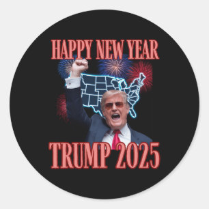 Sarcastic Trump glücklich Neues Jahr 2025 47. Präs Runder Aufkleber