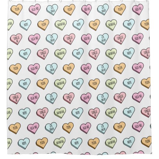 Sarcastic Valentine's Candy Heart Pattern Duschvorhang (Vorderseite)
