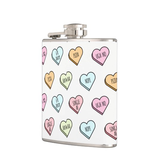 Sarcastic Valentine's Candy Heart Pattern Flachmann (Links)