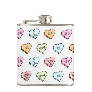 Sarcastic Valentine's Candy Heart Pattern Flachmann