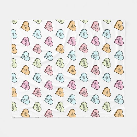Sarcastic Valentine's Candy Heart Pattern Fleecedecke (Vorderseite (Horizontal))