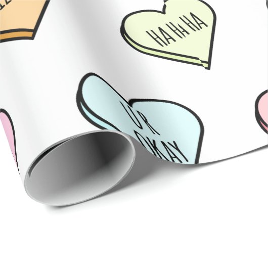 Sarcastic Valentine's Candy Heart Pattern Geschenkpapier (Rolleneckpunkt)