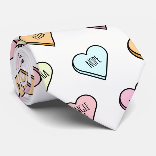 Sarcastic Valentine's Candy Heart Pattern Krawatte (Gerollt)