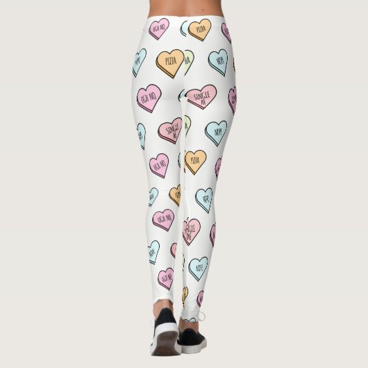 Sarcastic Valentine's Candy Heart Pattern Leggings (Rückseite)