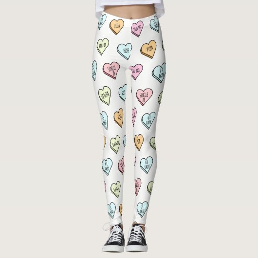 Sarcastic Valentine's Candy Heart Pattern Leggings (Vorderseite)