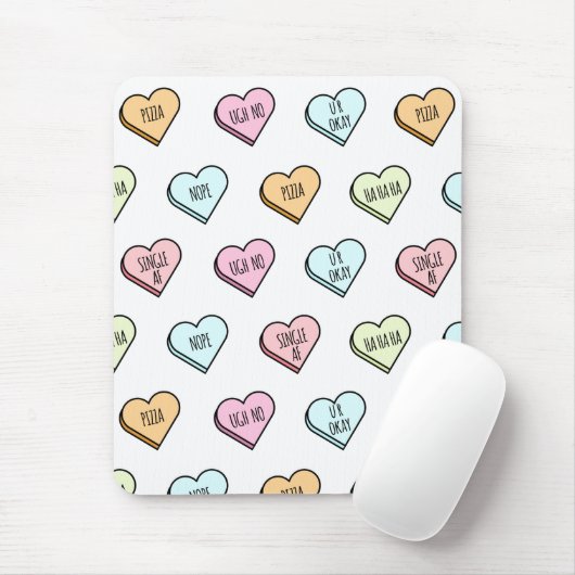 Sarcastic Valentine's Candy Heart Pattern Mousepad (Mit Mouse)