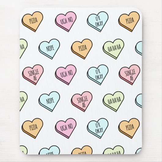 Sarcastic Valentine's Candy Heart Pattern Mousepad (Vorne)