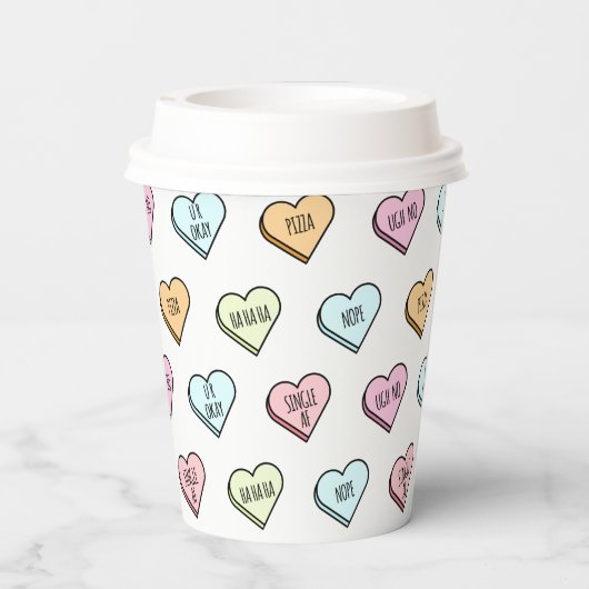 Sarcastic Valentine's Candy Heart Pattern Pappbecher (Rückseite)