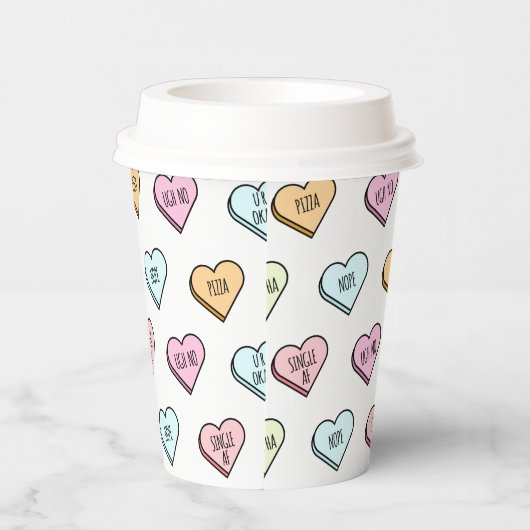 Sarcastic Valentine's Candy Heart Pattern Pappbecher (Rechts)